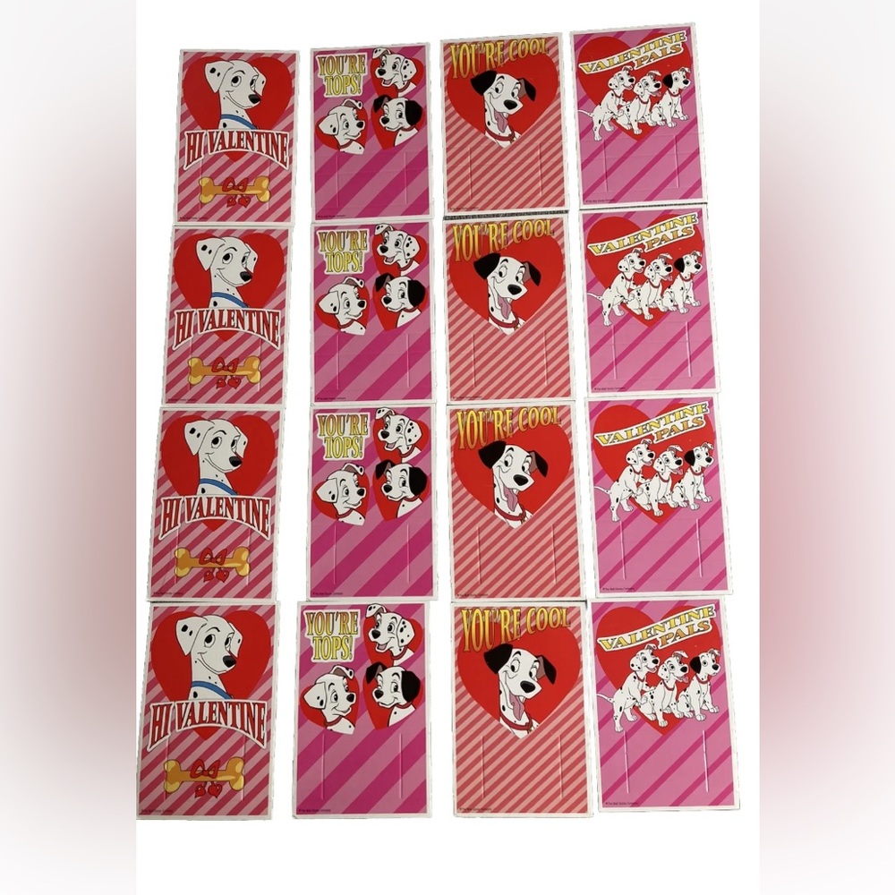 Set of 16 Walt Disney Dalmatians Valentines Cards. Mars brand 1991. Never used